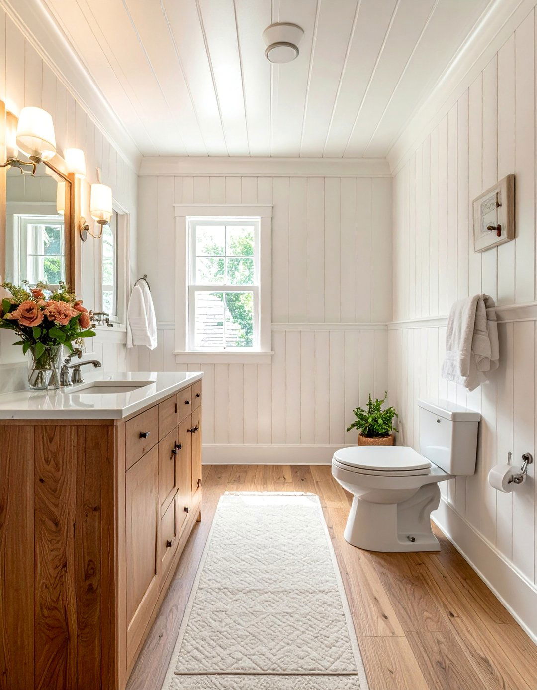Beadboard Ceiling with Wainscoting - 25 Powder Room Wainscoting Ideas for a Stylish Bathroom
