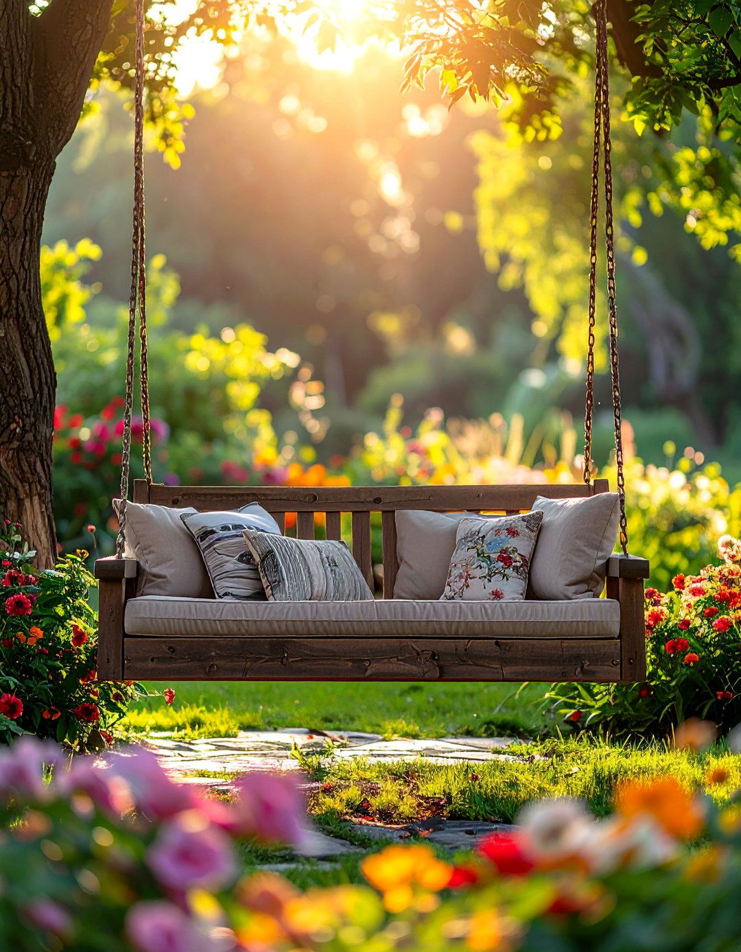 Bench Swing Combination - 40 Cozy Outdoor Seating Ideas for Your Backyard