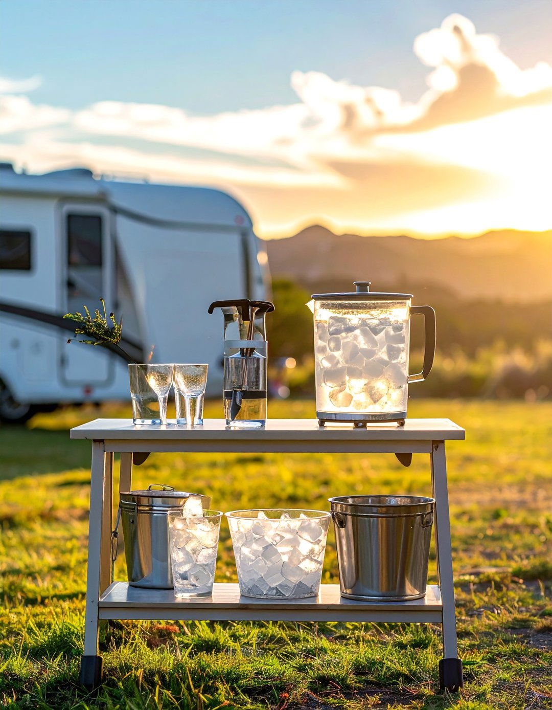Beverage Station Central - 30 RV Campsite Decorating Ideas for a Cozy Outdoor Retreat
