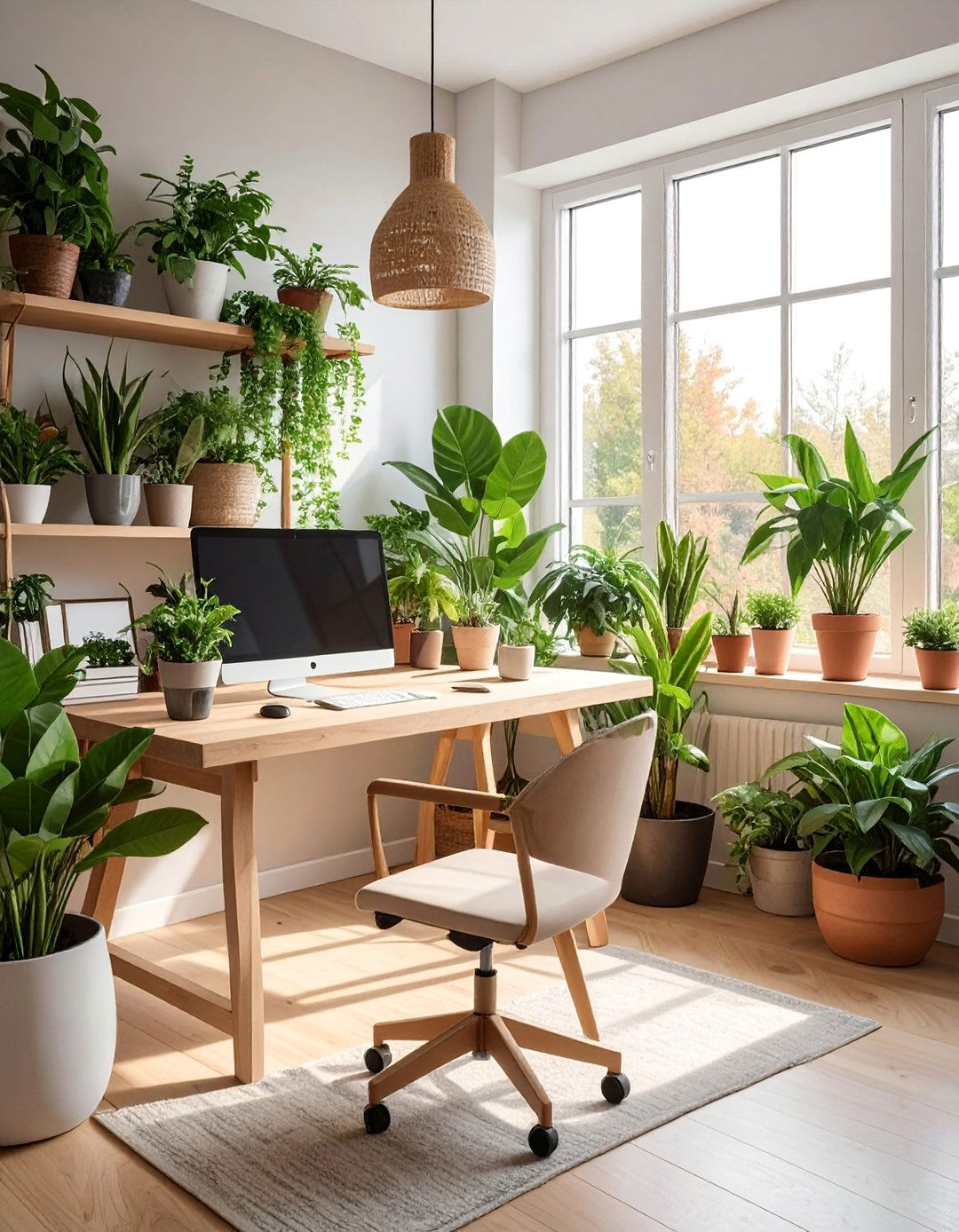 Biophilic Design in an Eclectic Home Office - 25 Eclectic Home Office Ideas for Creative Workspaces