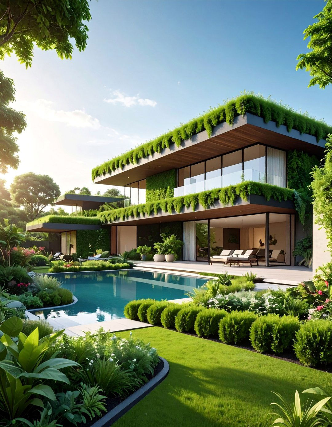 Biophilic House With an Integrated Green Roof and Walls - 20 Houses With Green Roofs for Sustainable Living