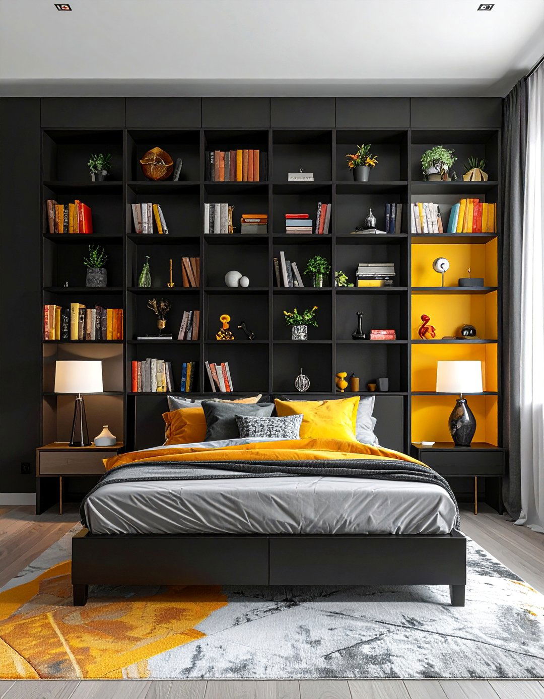 Black Bookcase Headboard - 15 Black Headboard Bedroom Ideas for Dramatic Flair