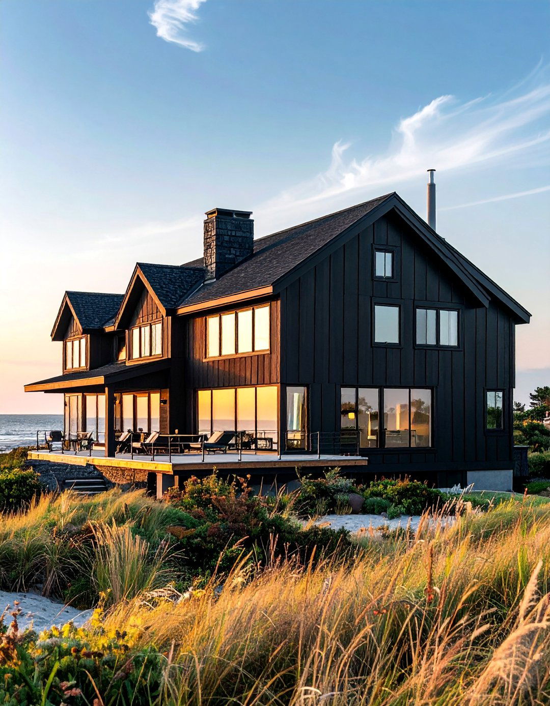 Black Coastal Home with Cedar Shake Accents - 20 Black House with Cedar Accents Design Ideas