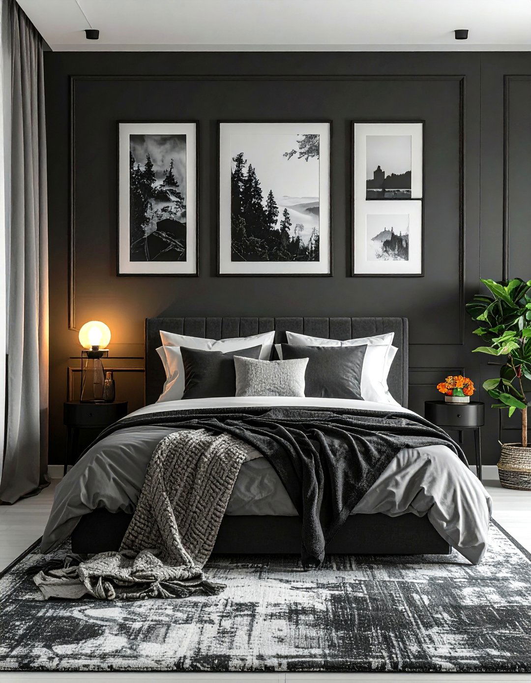 Black Framed Gallery Wall - 25 Dark Bedroom Ideas for a Cozy and Moody Retreat
