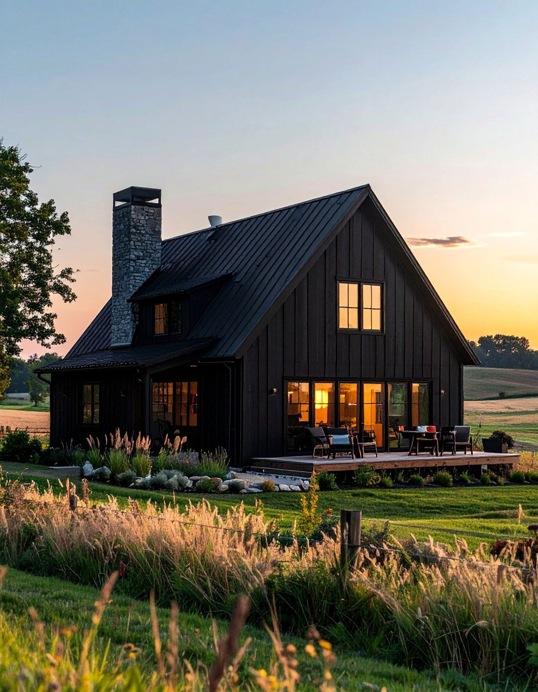Black Gambrel Roof Design - 40 Black Modern Farmhouse Exterior Design Ideas for a Sleek Look