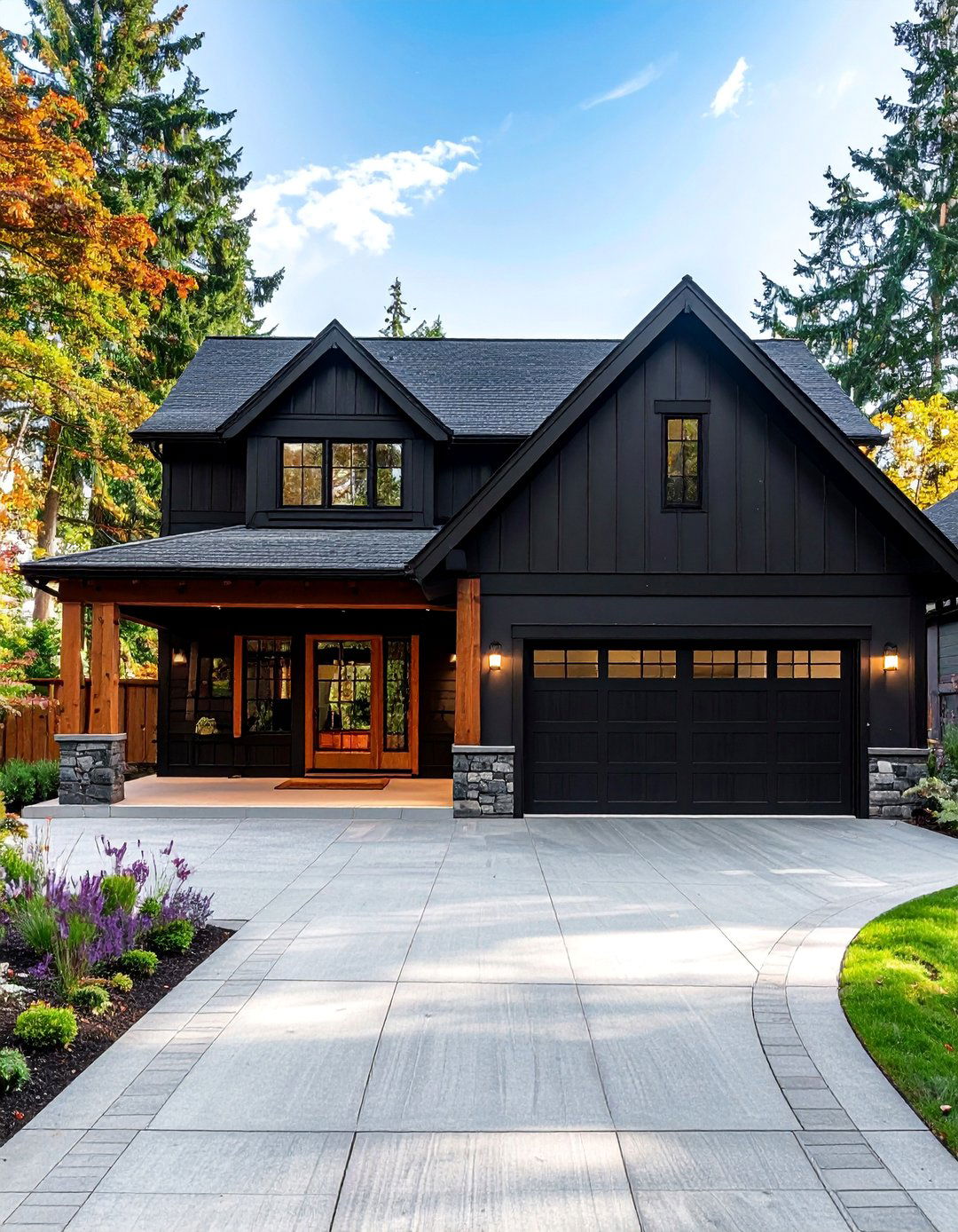 Black House with a Cedar Clad Breezeway Connector - 20 Black House with Cedar Accents Design Ideas