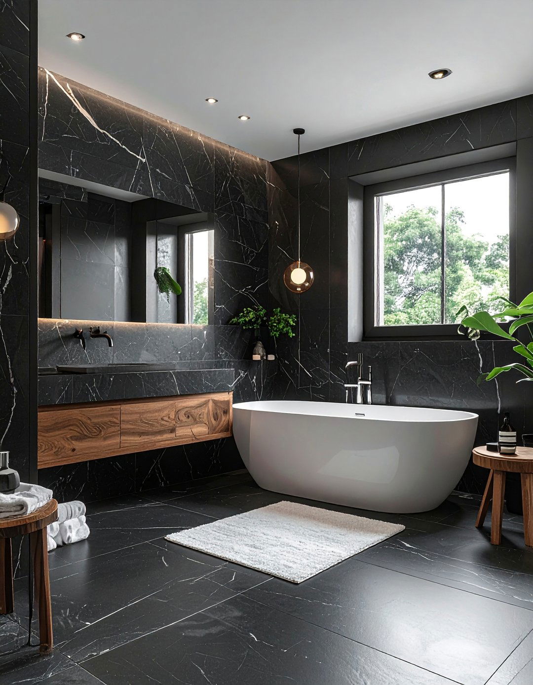 Black House with an Integrated Cedar Pergola - 20 Black House with Cedar Accents Design Ideas