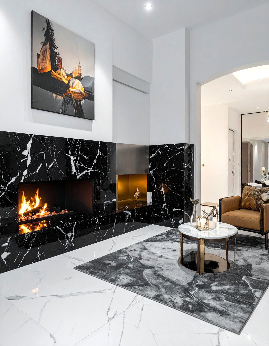 Black Marble Corner Fireplace - 25 Corner Fireplace Ideas to Cozy Up Your Living Space