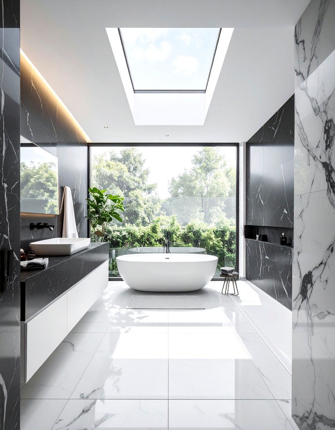 Black Marble with Natural Light Optimization - 20 Black Marble Bathrooms for a Luxurious Look