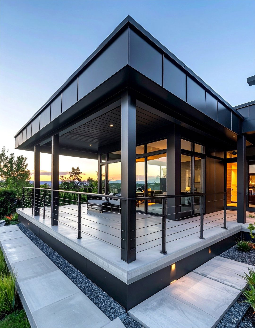 Black Metal Roof Modern Porch - 30 Metal Roof Porch Design Ideas for Durability