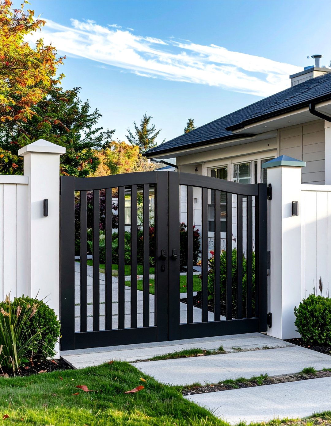 Black Powder Coated Picket Metal Garden Gate - 25 Metal Garden Gate Ideas for a Stylish Entrance