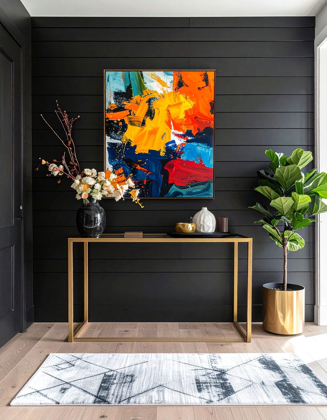 Black Shiplap Wall Entryway Statement - 25 Shiplap Wall Entryway Ideas to Welcome Guests