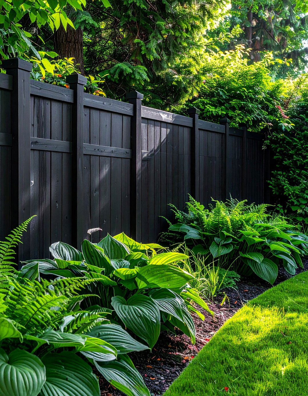 Black Stained Wood Garden Fence - 40 Garden Fence Ideas to Enhance Your Outdoor Space