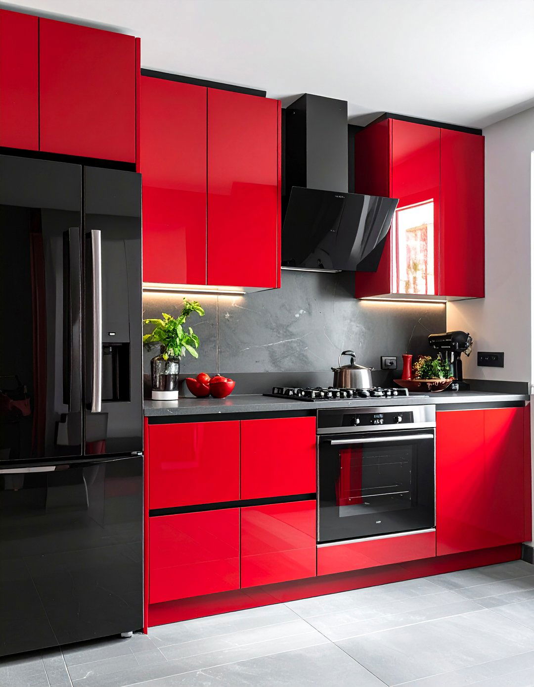 Black Stainless Steel Appliances - 25 Red and Black Kitchen Ideas for a Dramatic Flair