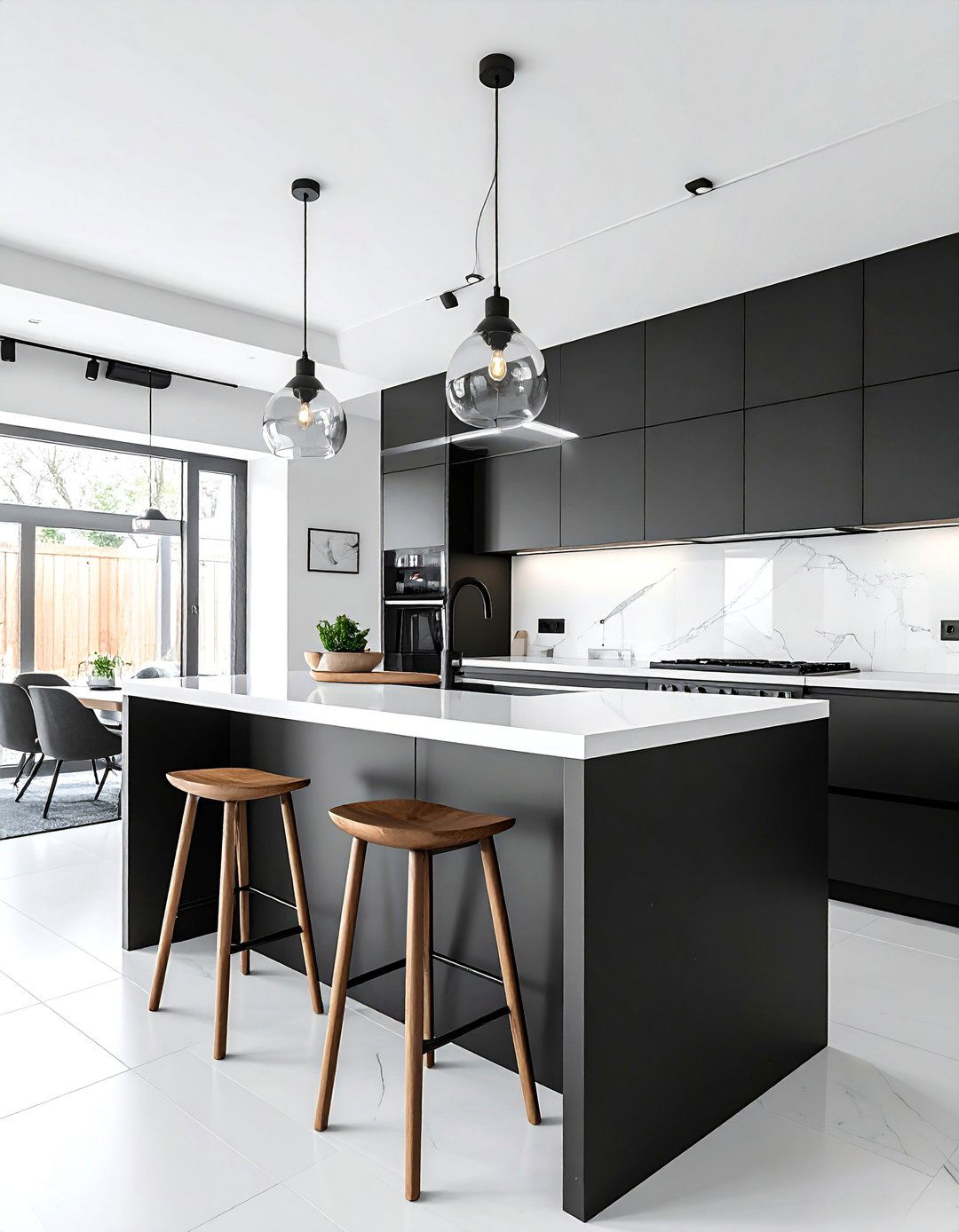Black and White Kitchen with a Peninsula - 40 Black and White Kitchen Ideas for a Classic and Chic Space