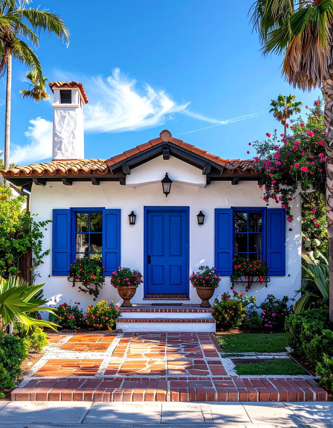 Blue Trim Accent Spanish Bungalow Exterior - 25 Spanish Bungalow Exterior Ideas for Timeless Appeal