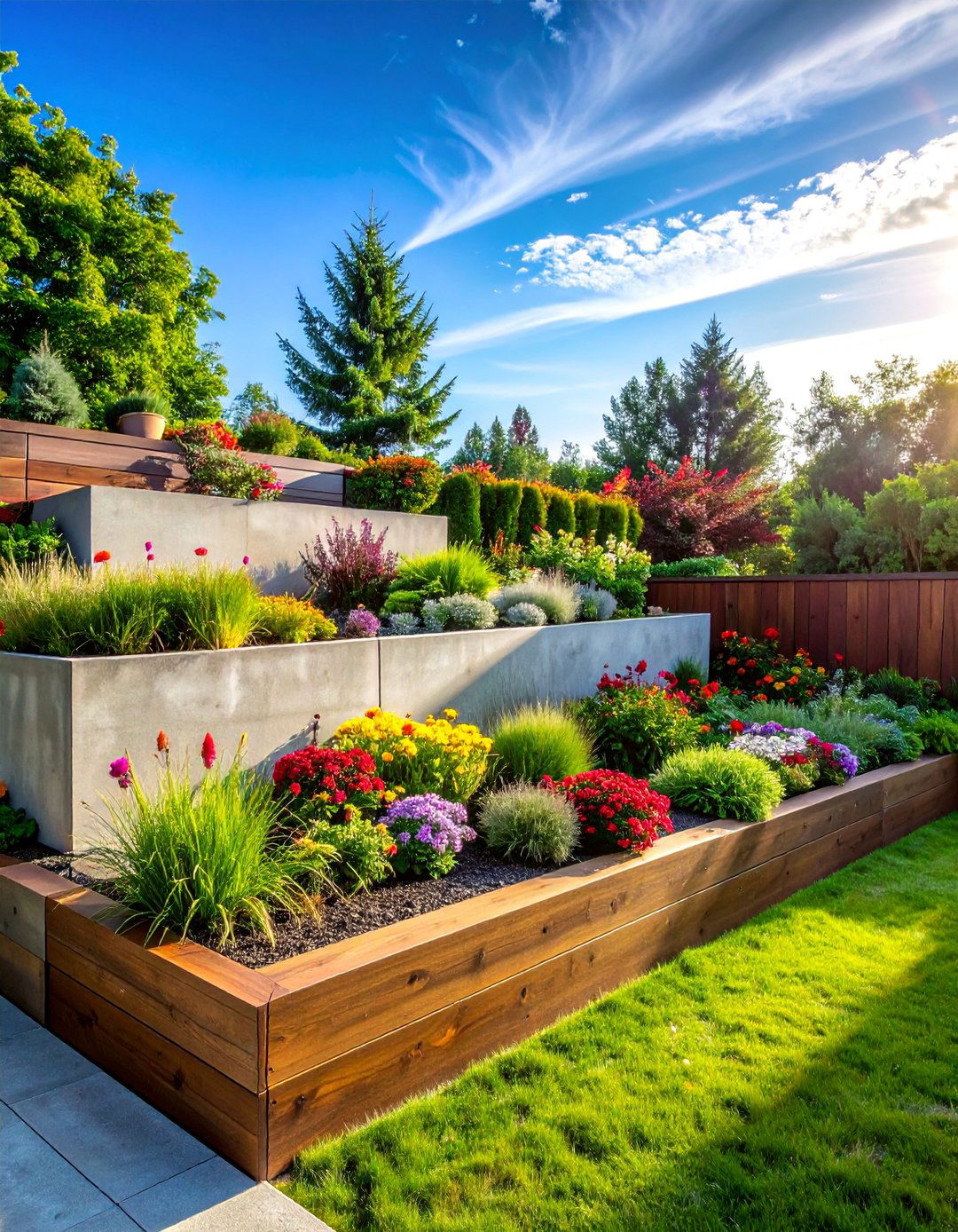 Board Formed Concrete Retaining Walls - 25 Concrete Landscaping Ideas for Modern Outdoor Spaces