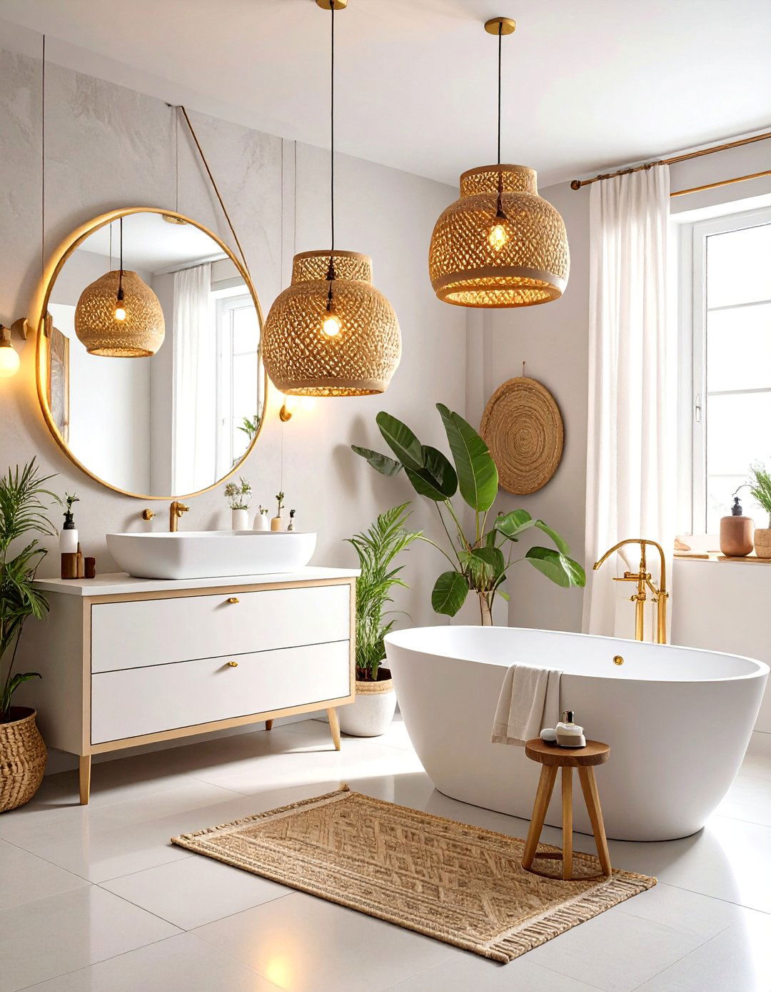 Bohemian Lighting Fixtures - 25 Boho Bathroom Ideas for a Free-Spirited Retreat