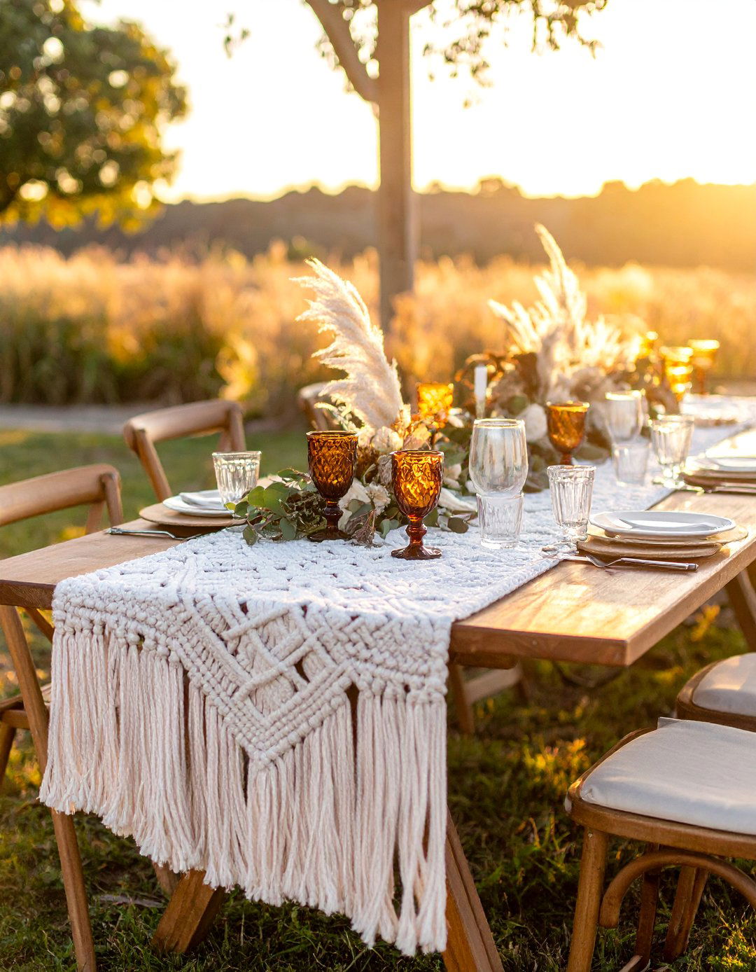Bohemian Macrame Table Elements - 30 Wedding Table Decoration Ideas for a Dreamy Setup