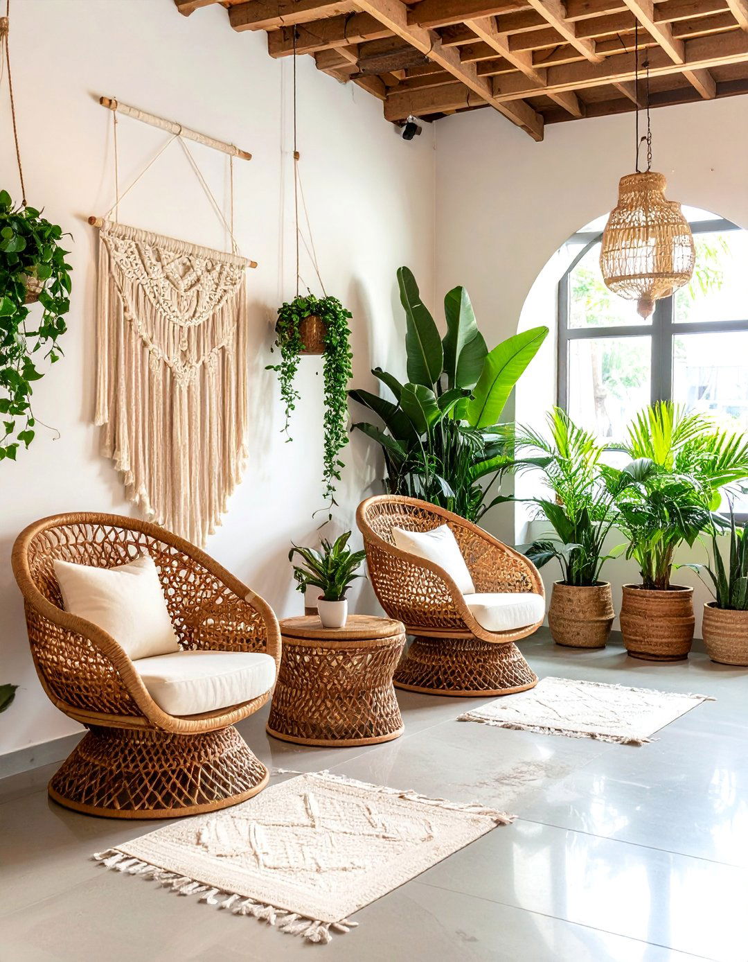 Bohemian Rattan Furniture Nail Salon Design - 30 Nail Salon Interior Design Ideas for a Chic Look