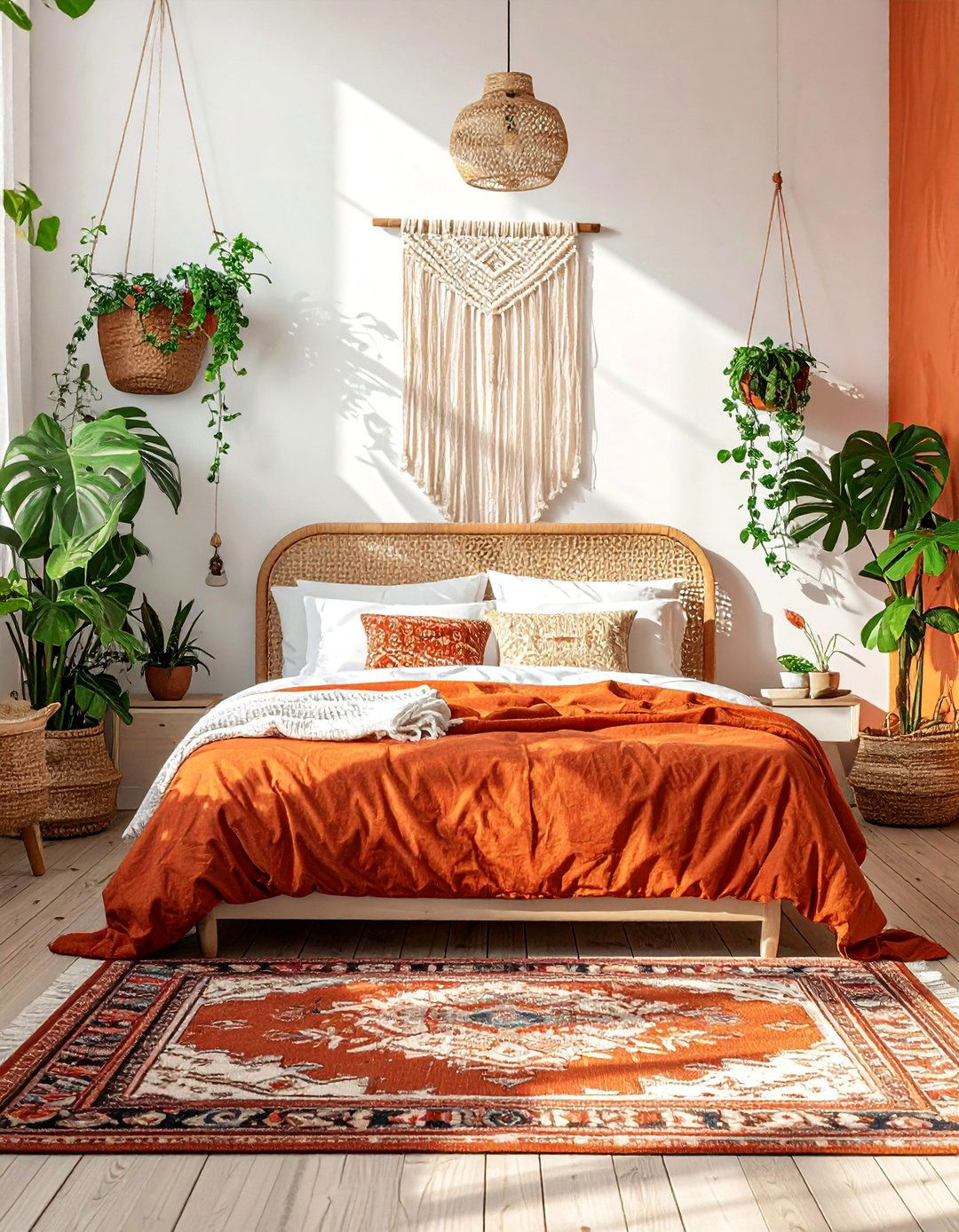 Bohemian Rust Bedroom with Natural Textures - 15 Rust Bedroom Ideas for a Warm and Cozy Ambiance