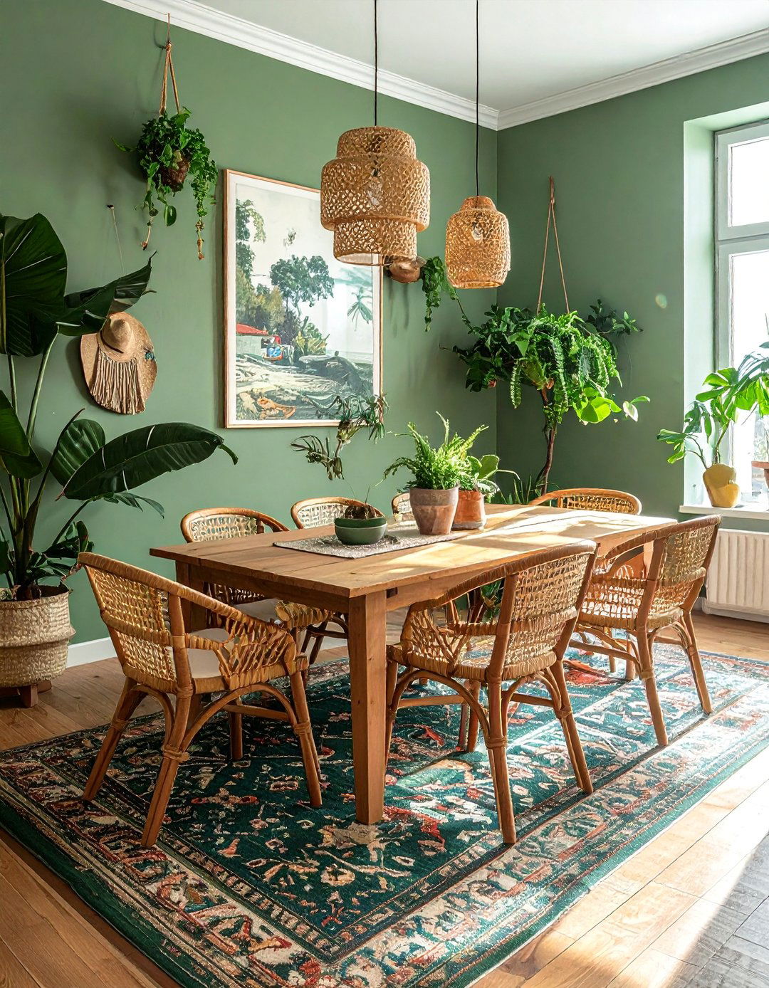 Bohemian Sage Green Dining Space - 25 Sage Green Dining Room Ideas for a Serene Space