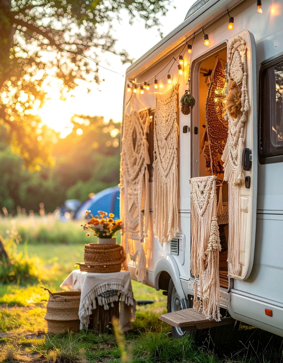 Boho Macrame Paradise - 30 RV Campsite Decorating Ideas for a Cozy Outdoor Retreat