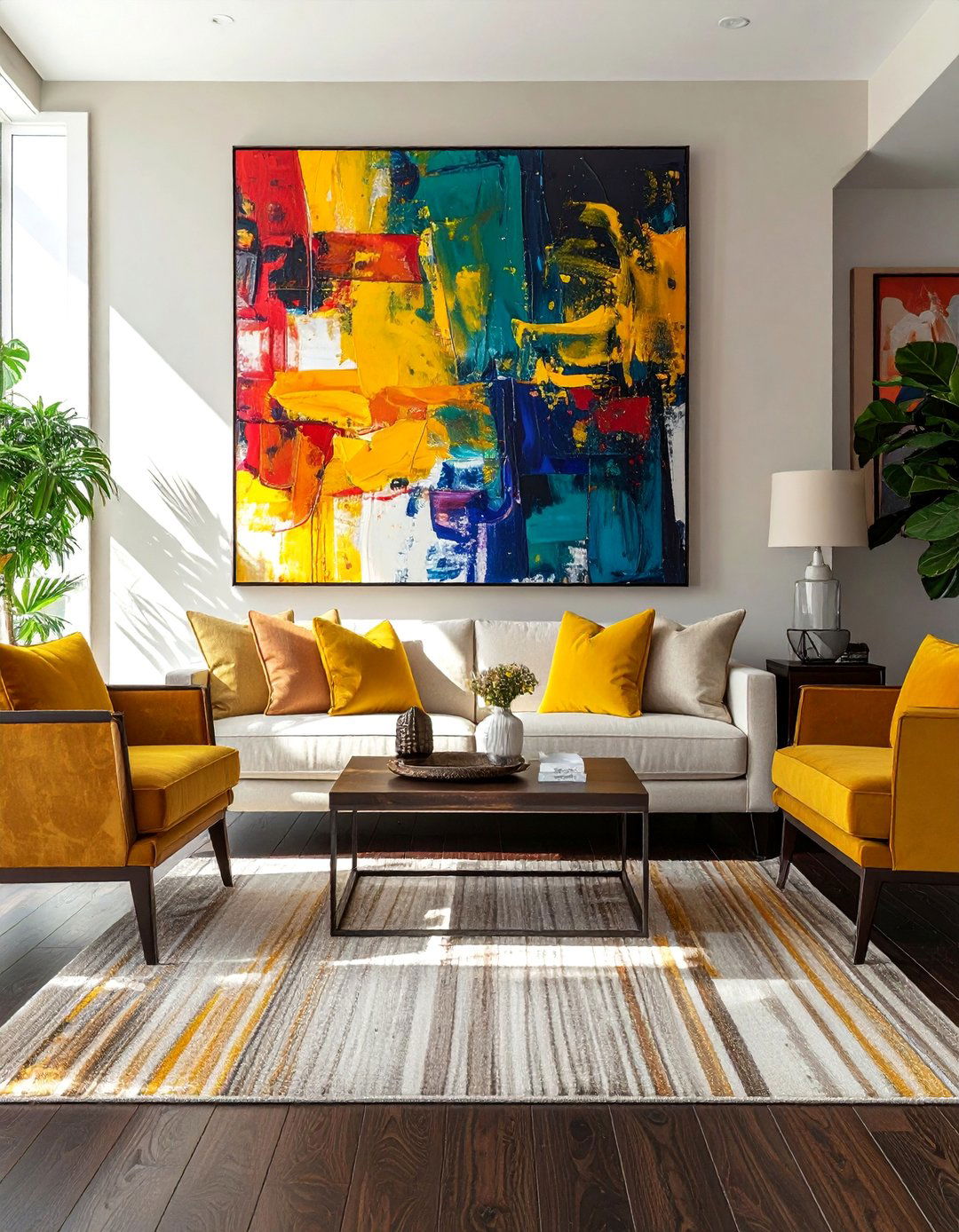 Bold Accent Colors for a Pop of Personality - 30 Dark Brown Floor Living Room Ideas for a Warm Ambiance