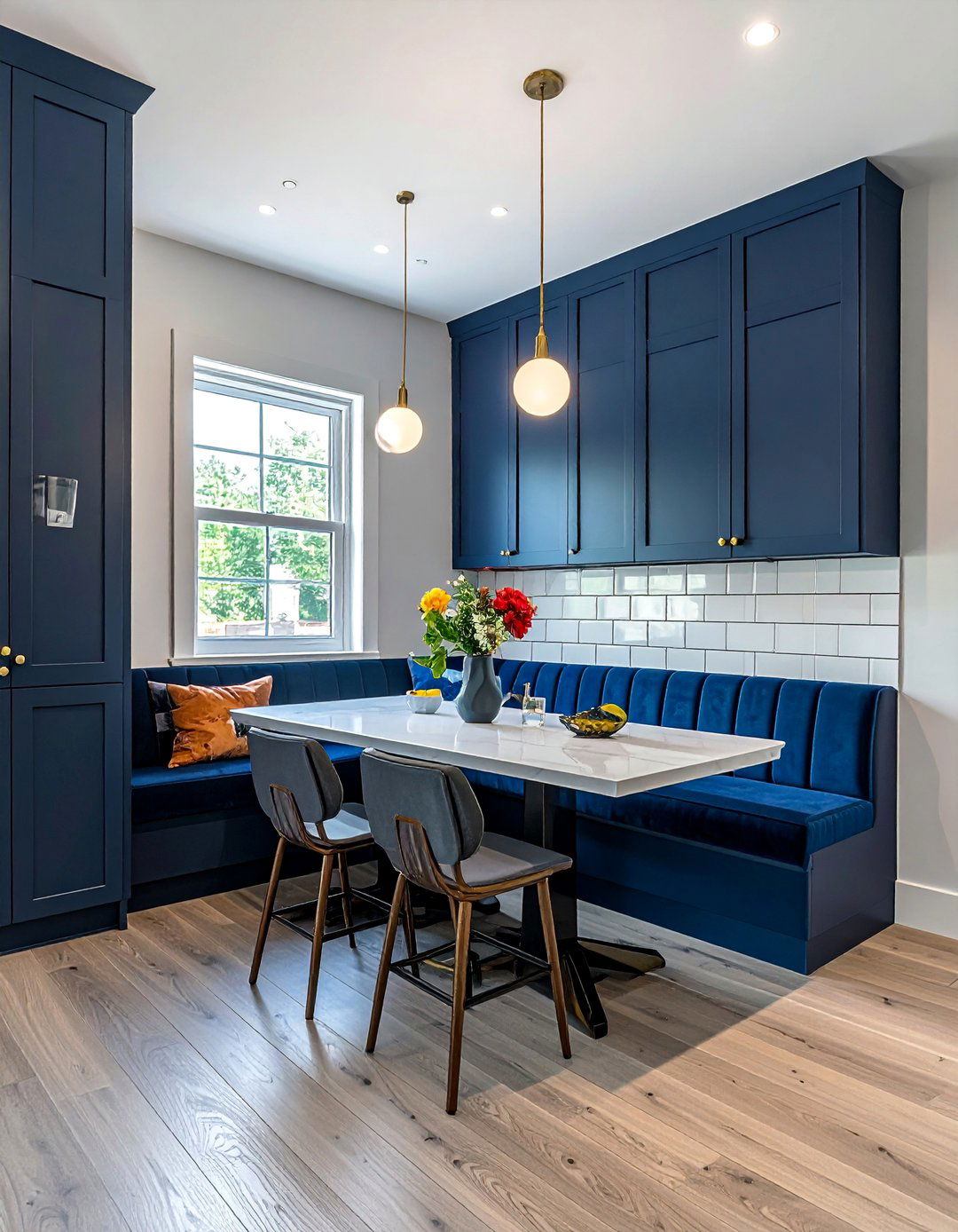 Bold Color Statement Design - 25 Corner Breakfast Nook Ideas for a Charming Dining Spot
