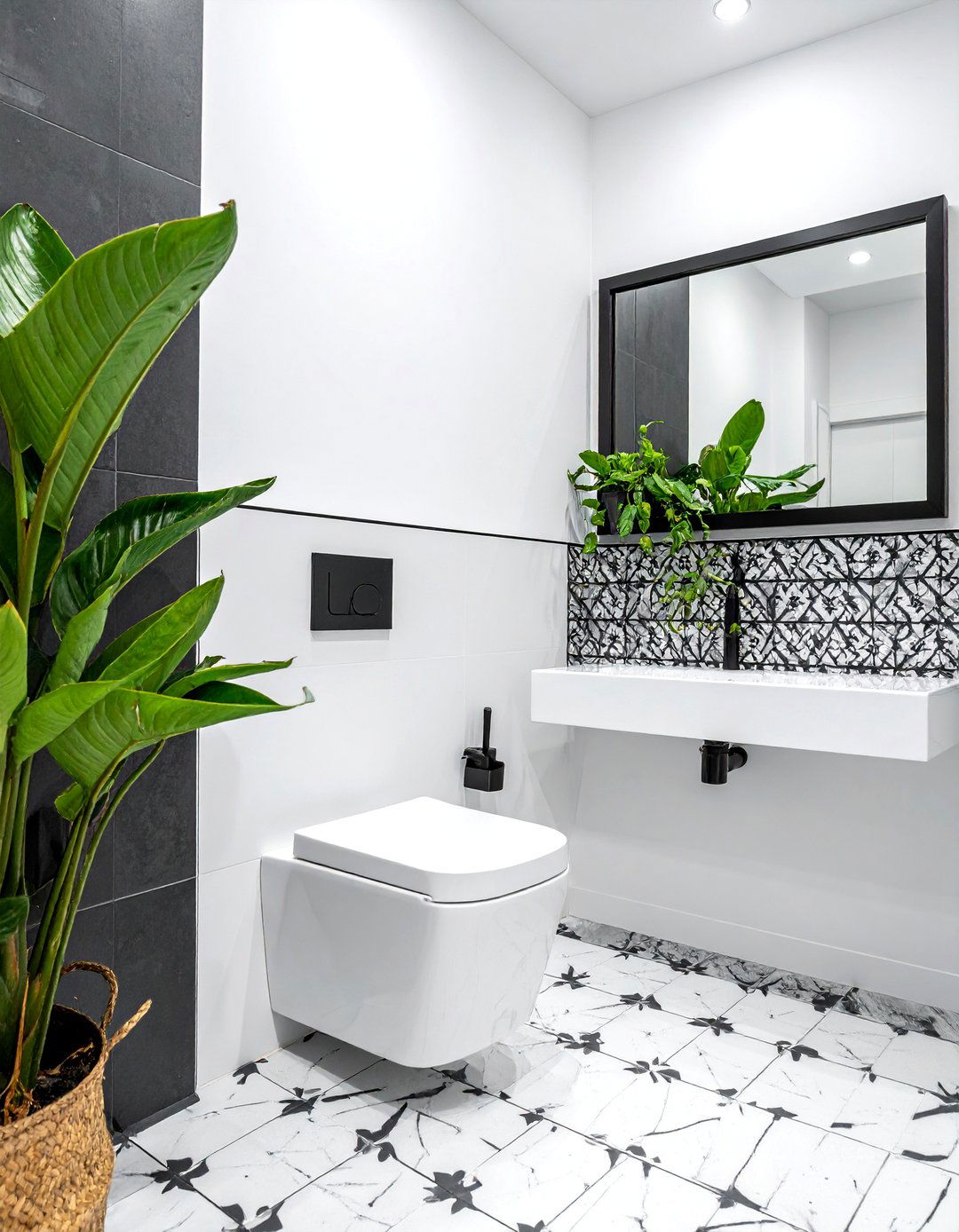 Bold Encaustic Cement Powder Room Floor Tile - 25 Powder Room Floor Tile Ideas for a Stunning Look