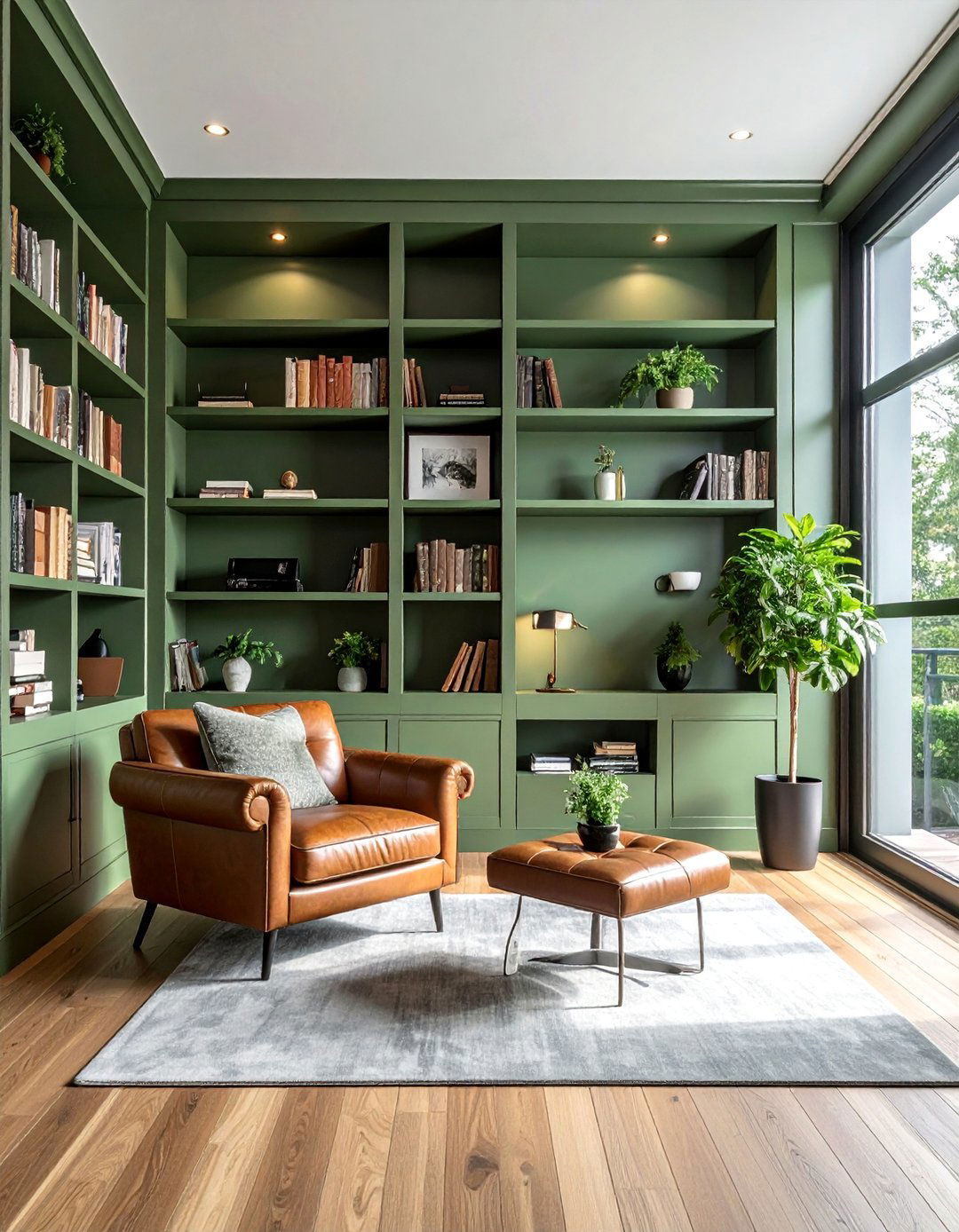 Bold Sage Green for a Home Library - 40 Sage Green Paint Color Ideas for a Serene Home
