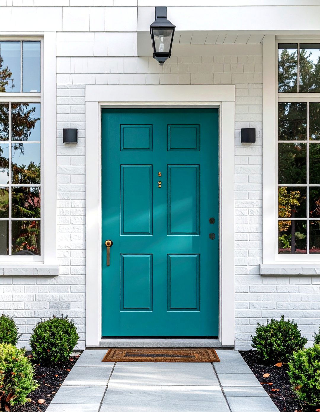 Bold Teal Cedar Front Door - 20 Cedar Front Door Colors Ideas to Boost Curb Appeal