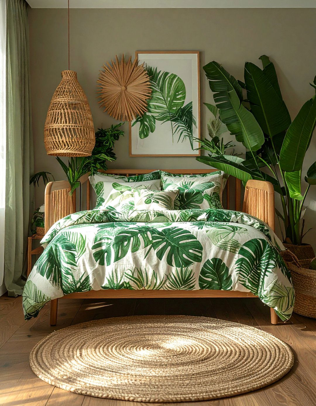 Botanical Leaf Patterned Bedding - 25 Safari Nursery Decor Ideas for a Wild Theme