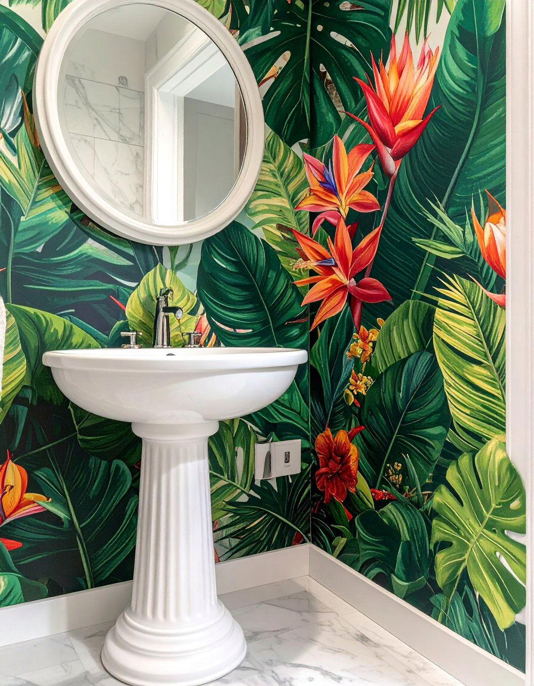 Botanical Print Colorful Bathroom Wallpaper - 25 Colorful Bathroom Ideas to Brighten Your Space