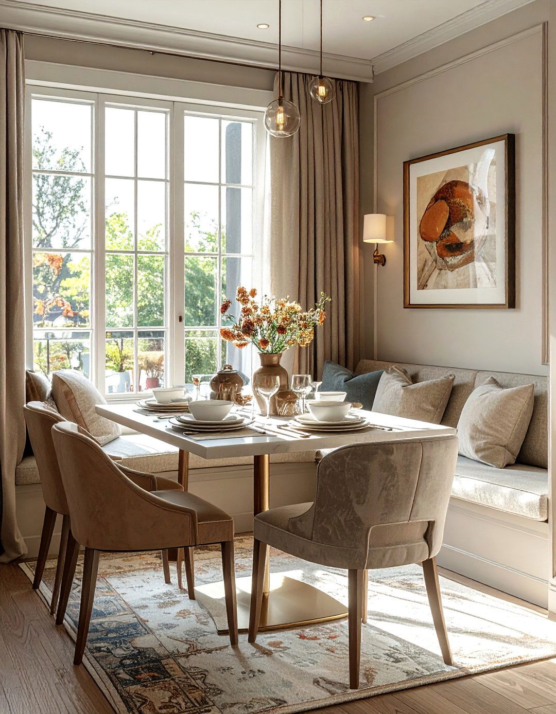 Breakfast Nook Integration with Casual Luxury - 40 Luxurious Dining Room Ideas for Elegant Entertaining
