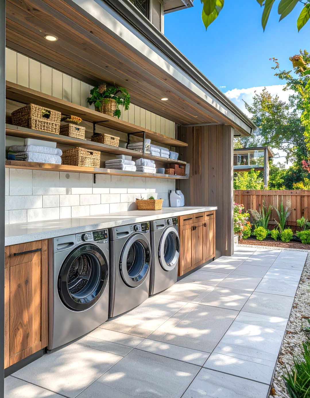 Breezeway Integrated Outdoor Laundry Station - 30 Outdoor Laundry Room Ideas for Functionality