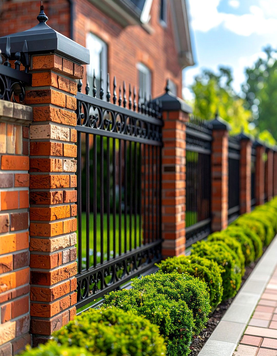 Brick and Wrought Iron Garden Fence - 40 Garden Fence Ideas to Enhance Your Outdoor Space