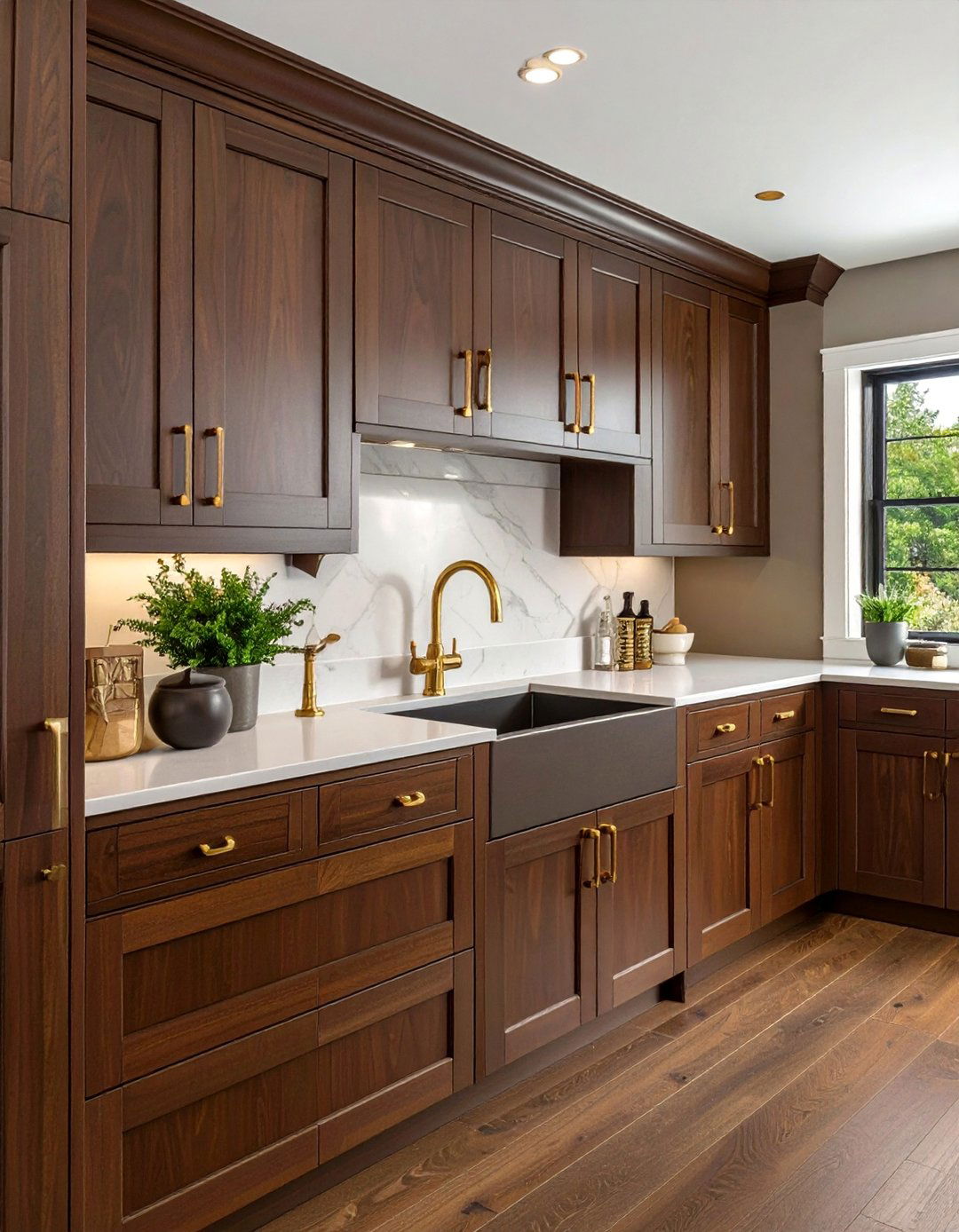 Brown Kitchen with Brass Hardware - 20 Brown Kitchen Ideas for a Warm, Earthy Feel