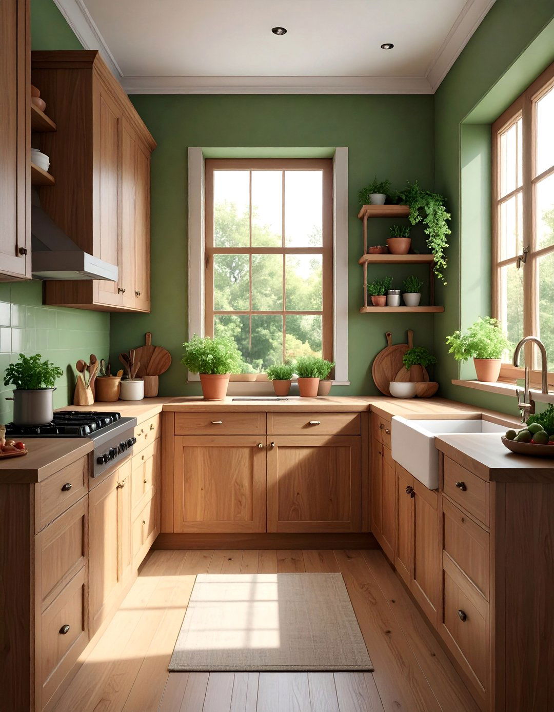 Brown Kitchen with Green Accents - 20 Brown Kitchen Ideas for a Warm, Earthy Feel