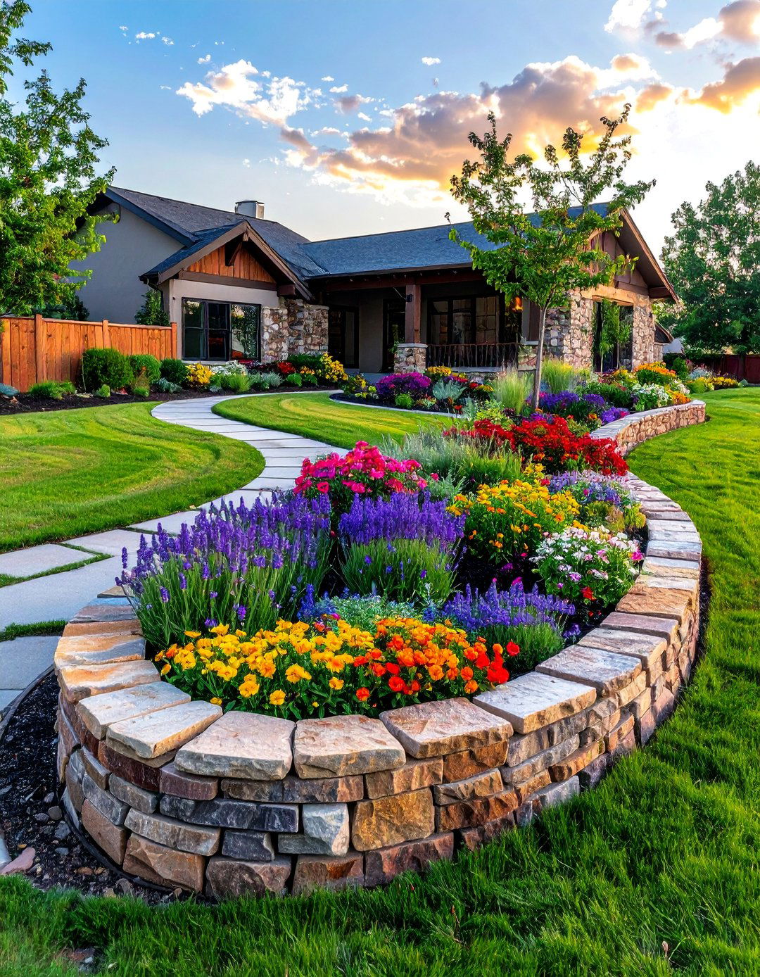 Build a Low Retaining Wall for Your Ranch Home Garden - 40 Curb Appeal Inspiration Ideas for Ranch Homes