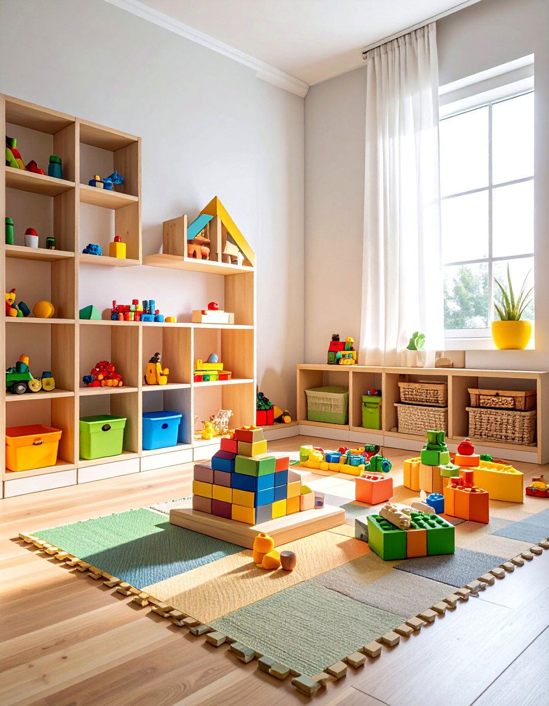 Building Construction Corner - 40 Fun and Functional Playroom Ideas for Kids