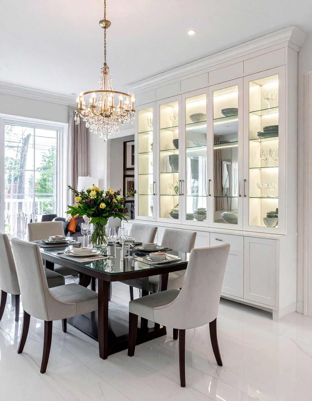 Built in China Cabinets with Display Lighting - 40 Luxurious Dining Room Ideas for Elegant Entertaining