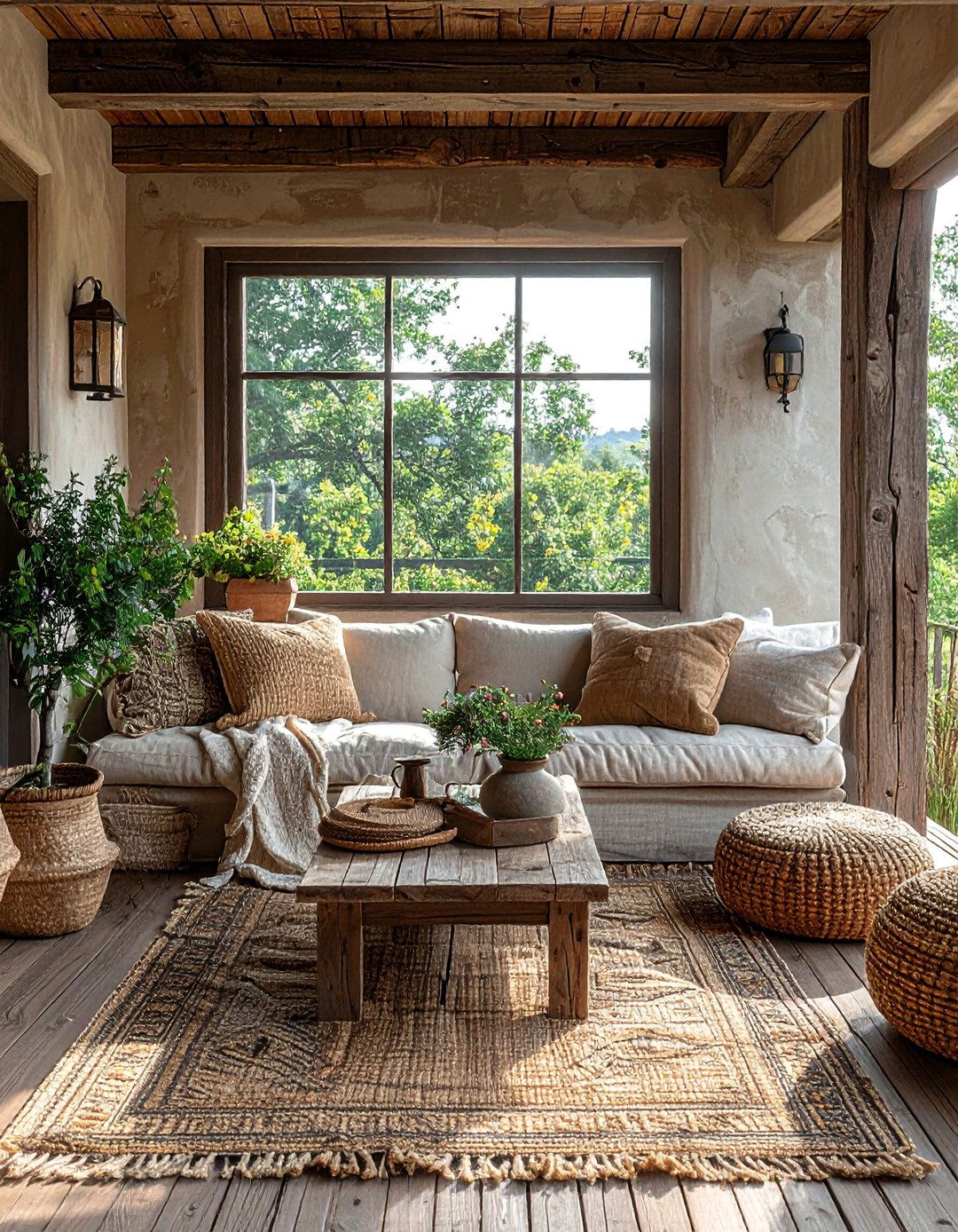 Burlap and Natural Textile Accents - 30 Rustic Porch Ideas to Enhance Your Outdoor Space