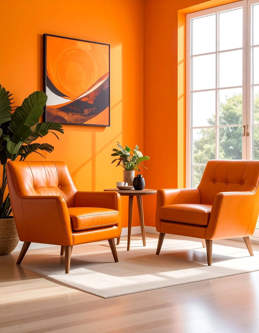 Burnt Orange Leather Accent Chairs - 30 Orange Room Ideas to Brighten Your Home