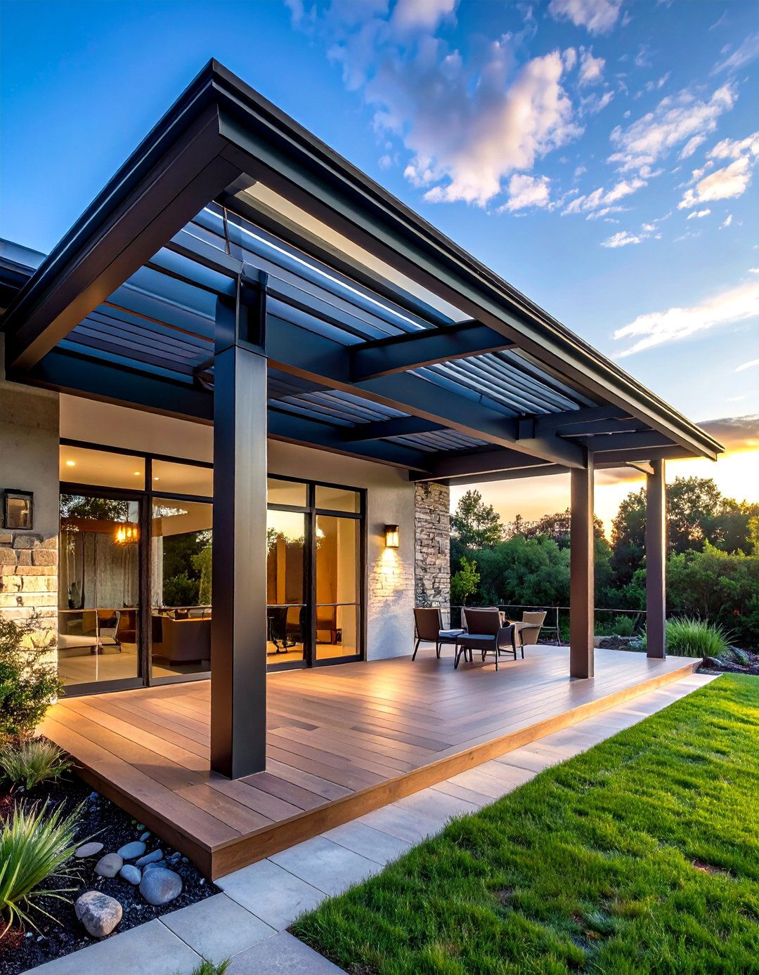 Butterfly Roof Metal Porch Design - 30 Metal Roof Porch Design Ideas for Durability
