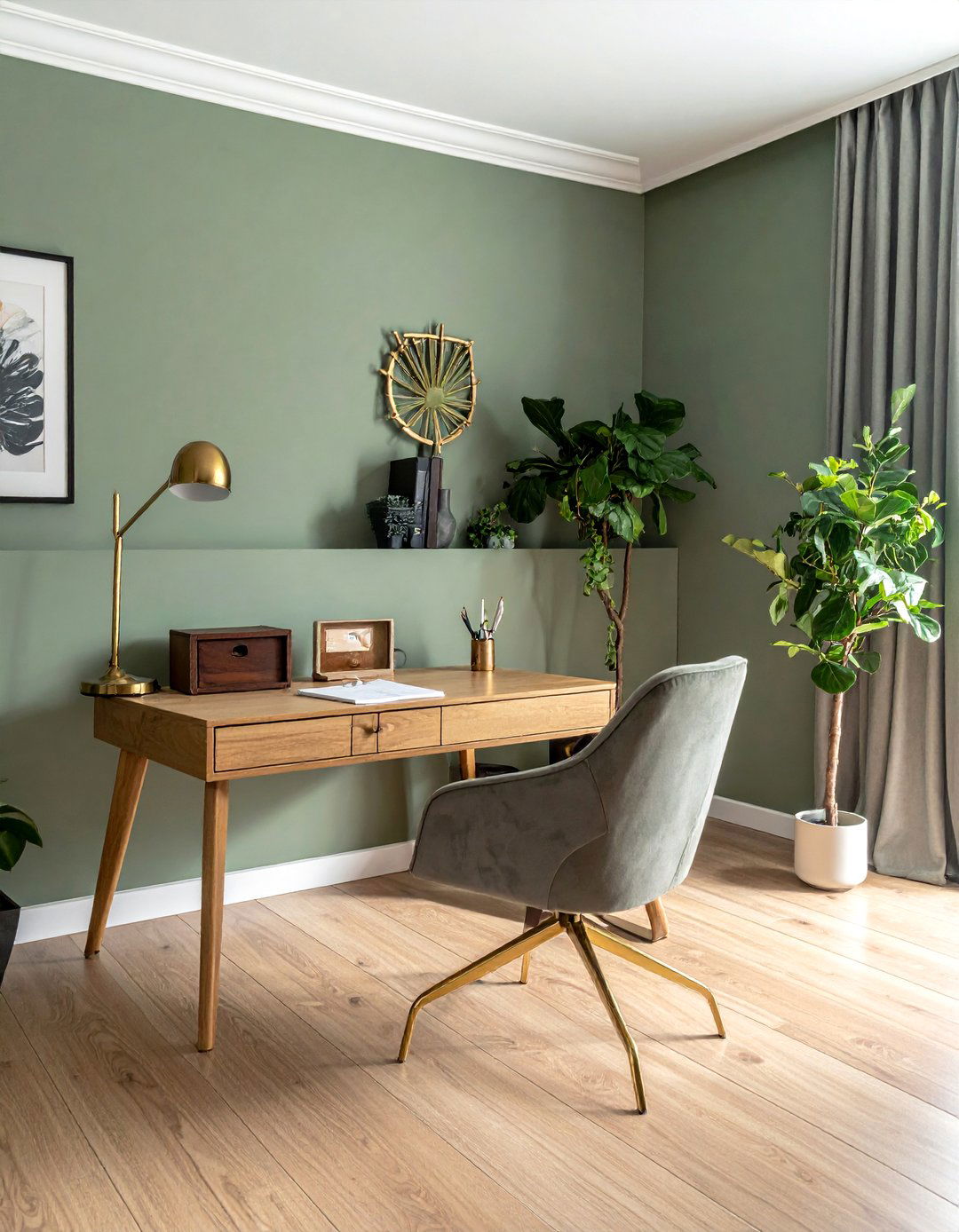 Calming Sage Green for a Home Office - 40 Sage Green Paint Color Ideas for a Serene Home
