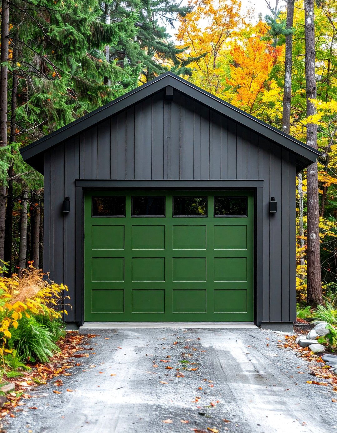 Camouflage Green Garage Door for a Rugged Exterior - 20 Green Garage Door Ideas to Boost Curb Appeal