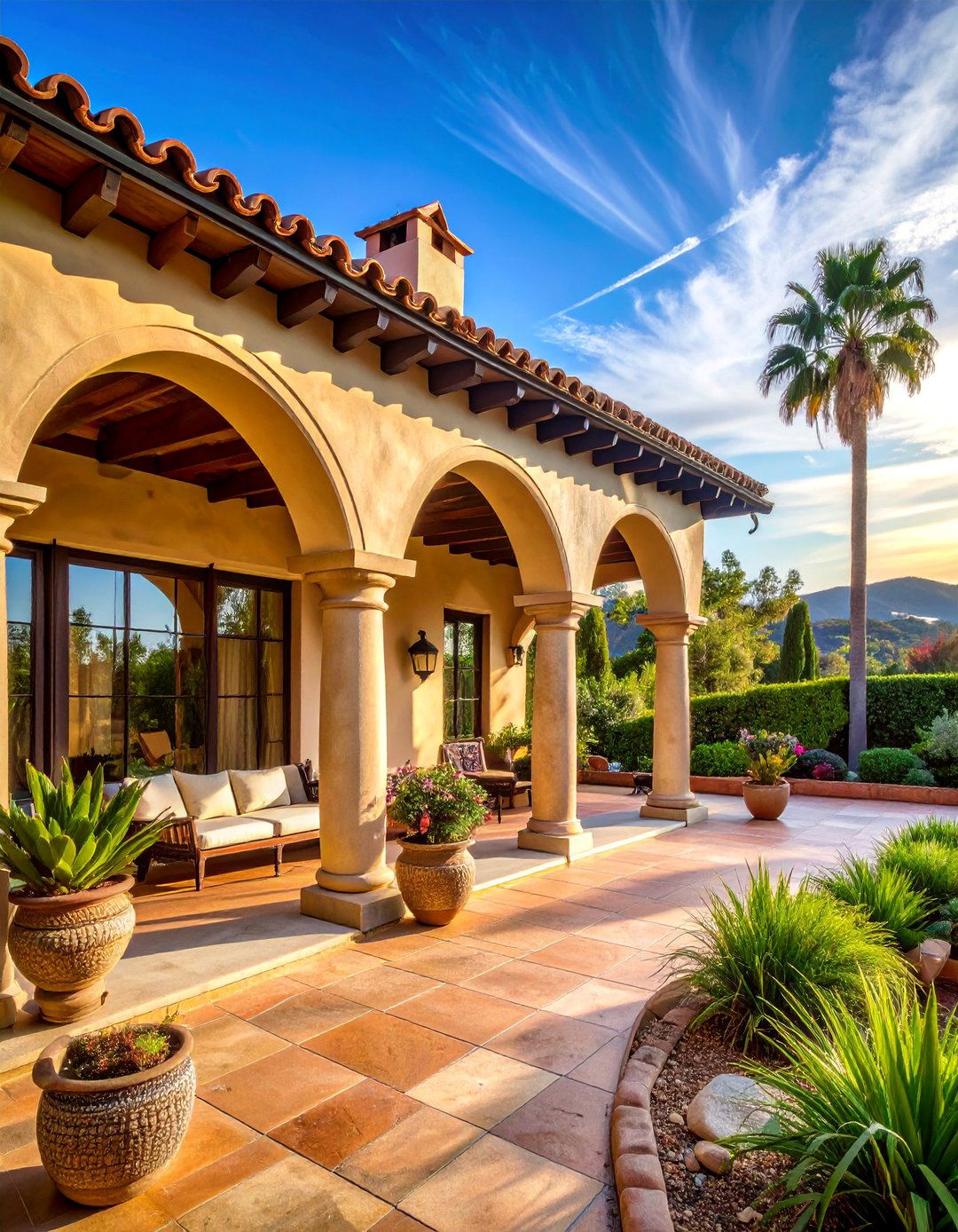 Cantera Stone Columns Spanish Bungalow Exterior - 25 Spanish Bungalow Exterior Ideas for Timeless Appeal