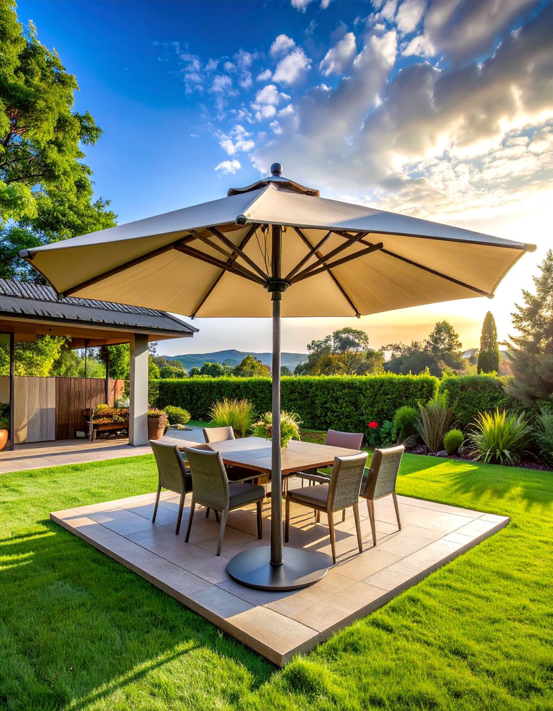 Cantilever Umbrella Features - 20 Garden Shade Ideas for a Cool and Comfortable Outdoor Space