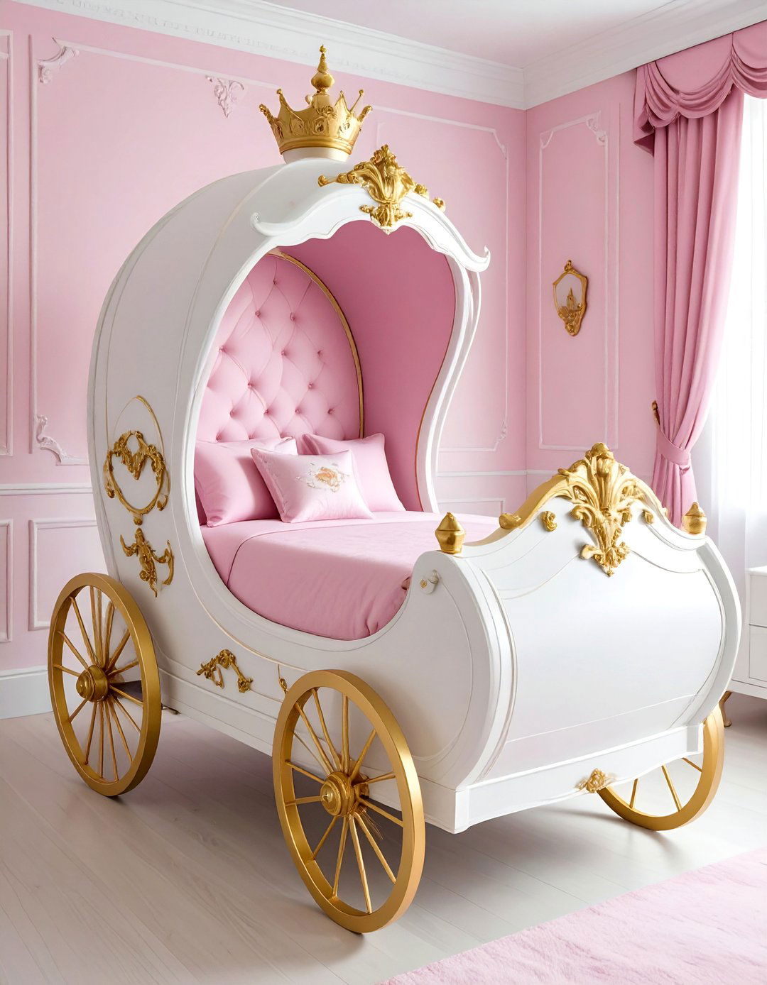 Carriage Shaped Bed Frame - 25 Princess Room Ideas for a Dreamy Kids Room